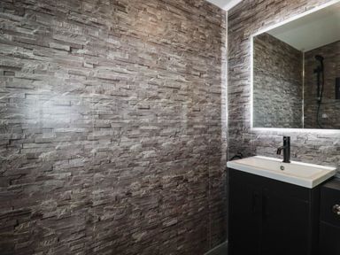 A bathroom with a sink and mirror at The Hyde, Tazamble cottage Launceston