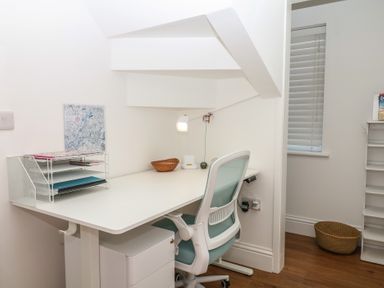 An office with a desk and chair at Elberry Cove View, Paignton