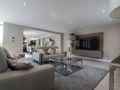 A living room with a sofa and coffee table at Northumberland Luxury Stays - The Chivits near West Chevington
