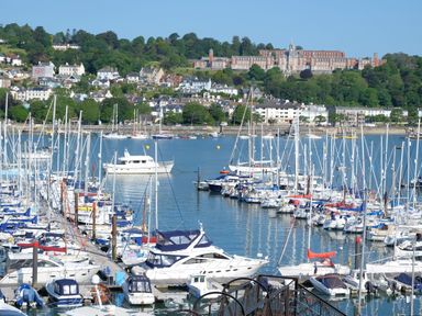 A view of boats in the harbor at 1 Embankment House in Dartmouth