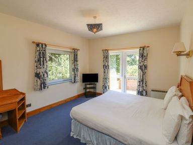 A bedroom with a bed and television at Avocet in Kingsteignton