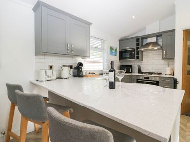 A kitchen with a countertop and appliances at Thirlmere Scar in Troutbeck Bridge