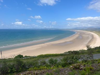 A sandy beach with ocean view at Murmur Y Don in Harlech
