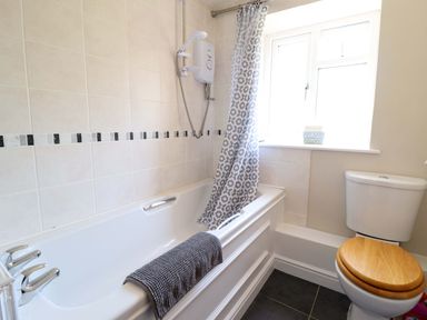 A bathroom with a bathtub and toilet at Peniarth in Penybontfawr near Oswestry
