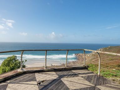 An outdoor area overlooking the sea at Carn Eve Sennen Cove near St Just