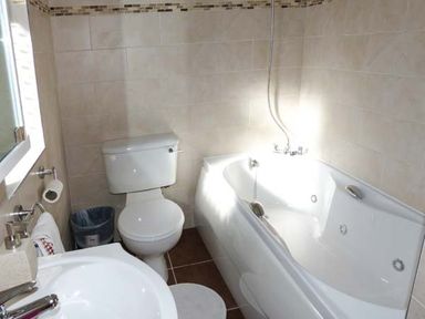A bathroom with a toilet sink and bathtub with shower at The Well House in Kinvara County Galway