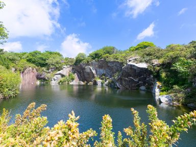 A pond with rocky surroundings at Costentyn, Tor Down Quarry St Breward
