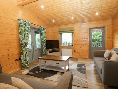 A living room with a sofa and television at Oak Lodge Pennington near Ulverston
