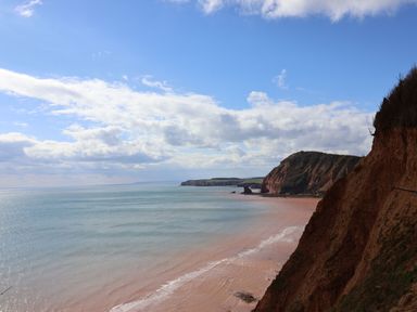 A coastline view with cliffs and ocean at The Cabin at East Hill Pride Four Elms Hill Nr. Sidmouth
