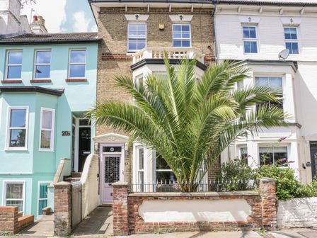 A house exterior with a palm tree and steps at 18 Pakefield Road in Lowestoft