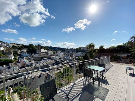 A balcony view overlooking a town at Ockedon House Apartment A Torquay