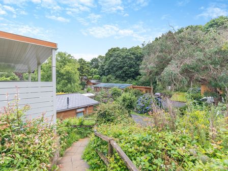 View of houses and greenery at Morva Spa Pet Perranporth