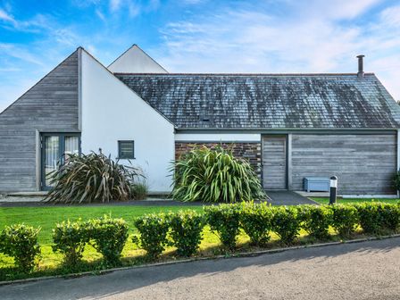 A house with grass and bushes at Nettlecoombe Spa in Marhamchurch
