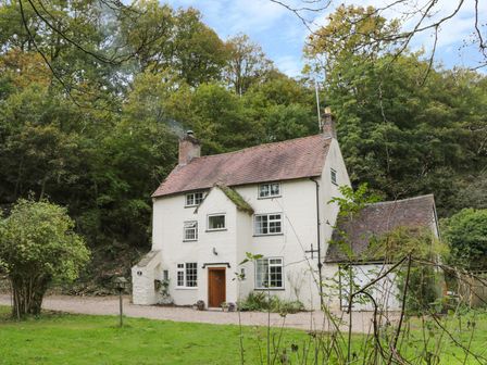 A three story white house with a pitched roof surrounded by trees and greenery at Town Mill in Bewdley