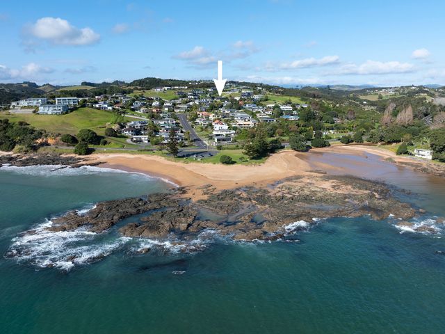 An aerial view of a beach and houses at Bay View Escape - Cable Bay Holiday Home Cable Bay