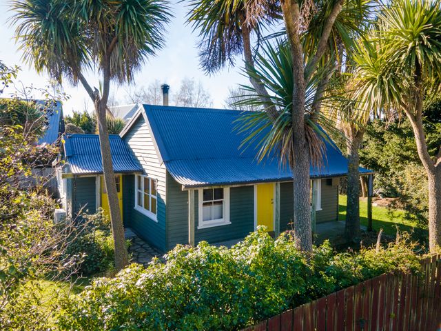 A house with palms in the garden at Thimble Cottage, Ashburton Holiday Home Methven