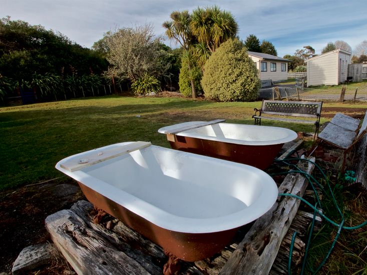 Outdoor Baths - care will need to be taken when using the deck, due to uneven surfaces and debris