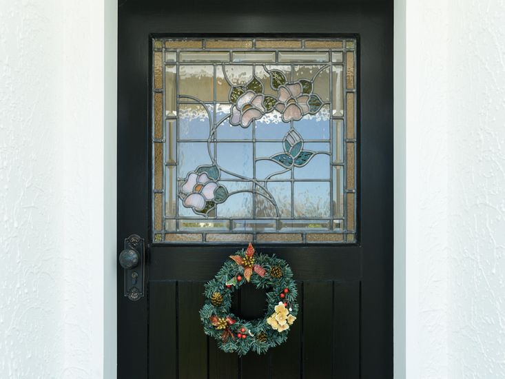 Front door with stained glass