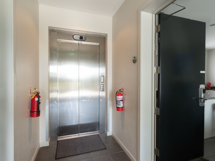 Front door and elevator