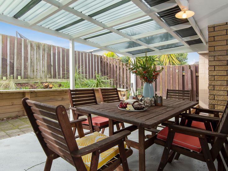 Sheltered outdoor dining area