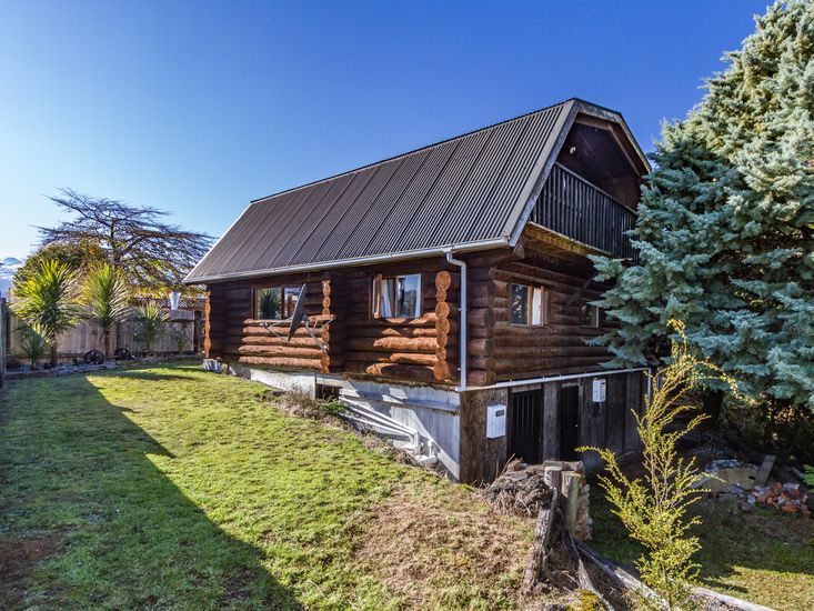 winter log cabin