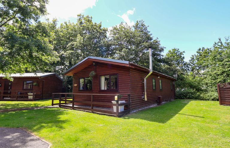 A log cabin view outside at The Red in Llanerch Park near St Asaph