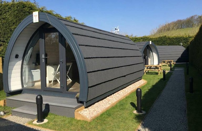 Two pods with outdoor seating area at Pod 3 (No Pets) in Carnforth