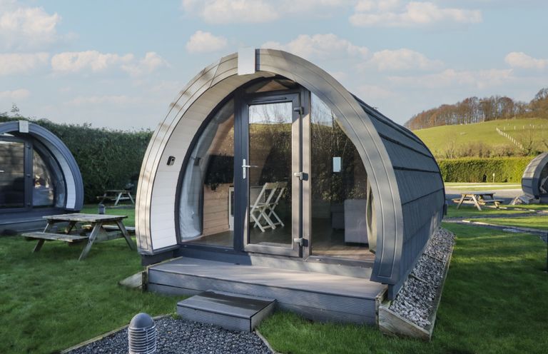 A pod with steps and seating area at Pod 8 (No Pets) Tewitfield